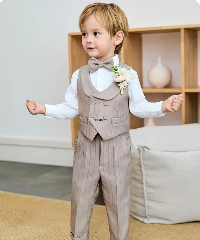 Baby Boys Summer Birthday Dress Kids Beaufitul Pograph Suit Children Formal Wedding Performance Dance Tuxedo Wear 250219