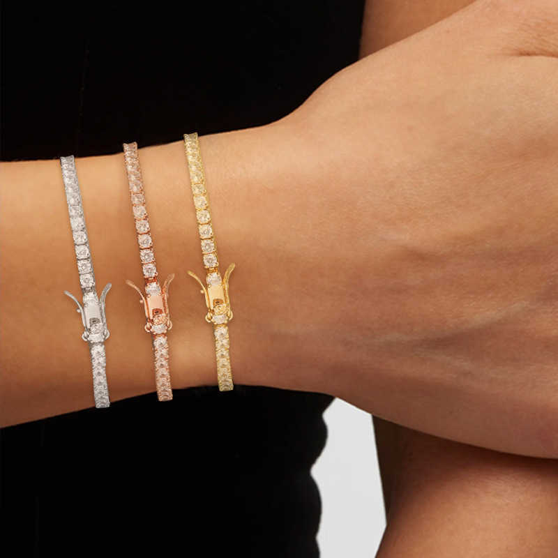 Charm Bracelets 3mm 4mm 5mm Tennis Bracelet Hip Hop Jewelry Copper Micro Inlaid Zirconia Single Row Zirconia Bracelet H25220