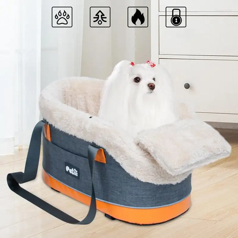 Dog Carrier Small Console Car Seat Pet Safety Cat Travel Bags With Straps Storage Pocket