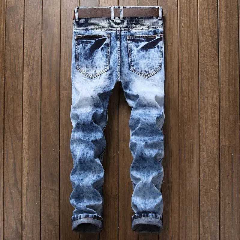 Mens jeans fashionable hip-hop straight pair ultra-thin pair punk cotton motorcycle jeans casual elastic pants X250220