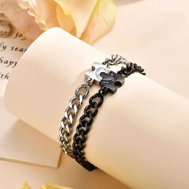 Matching Bracelets for Couples Puzzle Heart Stainl Steel Bracelets Set for Women Men Bf Gf Husband Wife Friends Promise GiftXJ250219