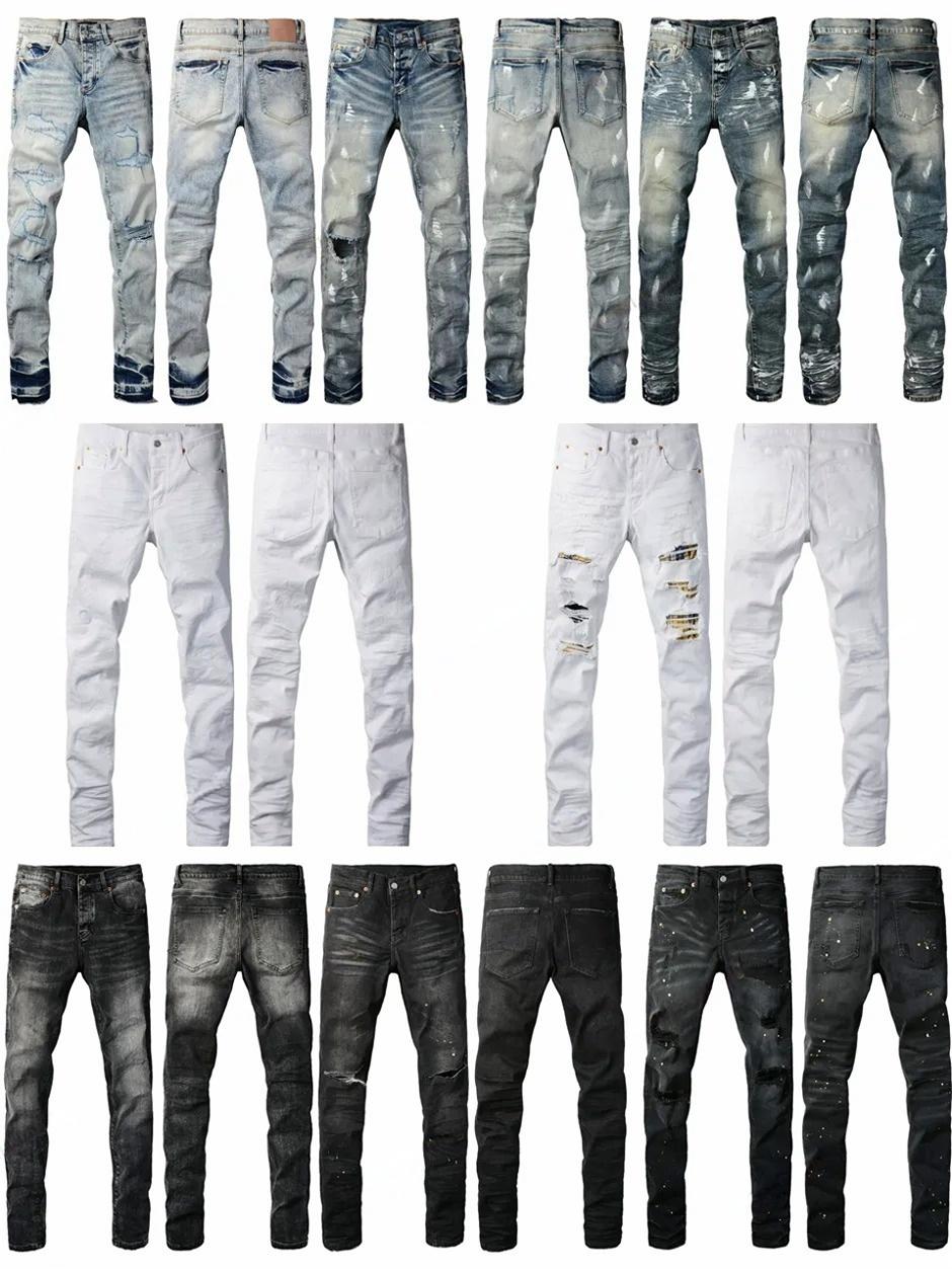 Top1 designer Jeans Denim Mens Ripped Motorcycle Trousers Designers Denims Fashion Slim Fit Jeans Men Man Black High-end Quality Rock Hip Hop Pants
