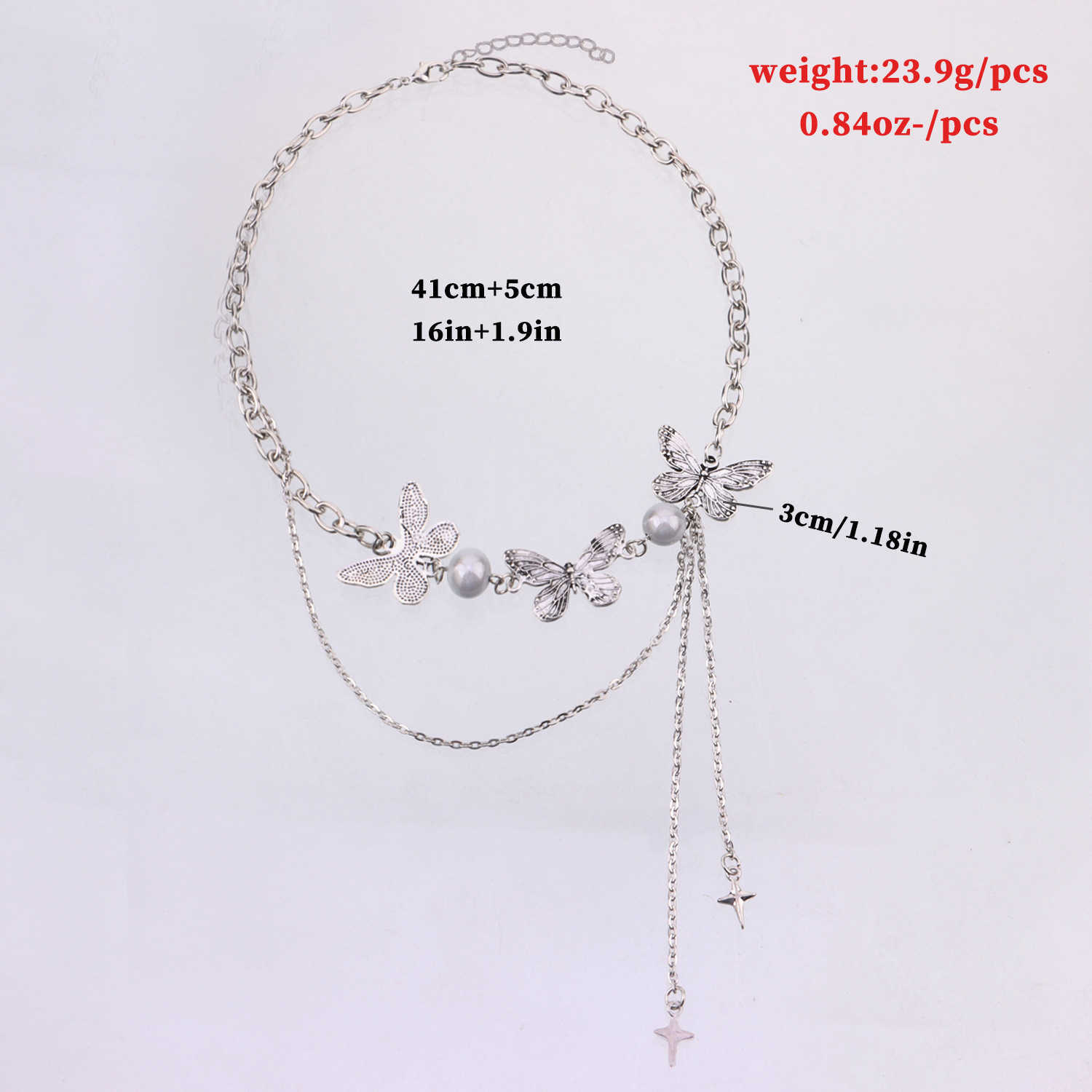 Pendant Necklaces Jewelry fashion luminous pearl Three Butterfly Necklace womens double tassel Cross Star awn Necklace H25219