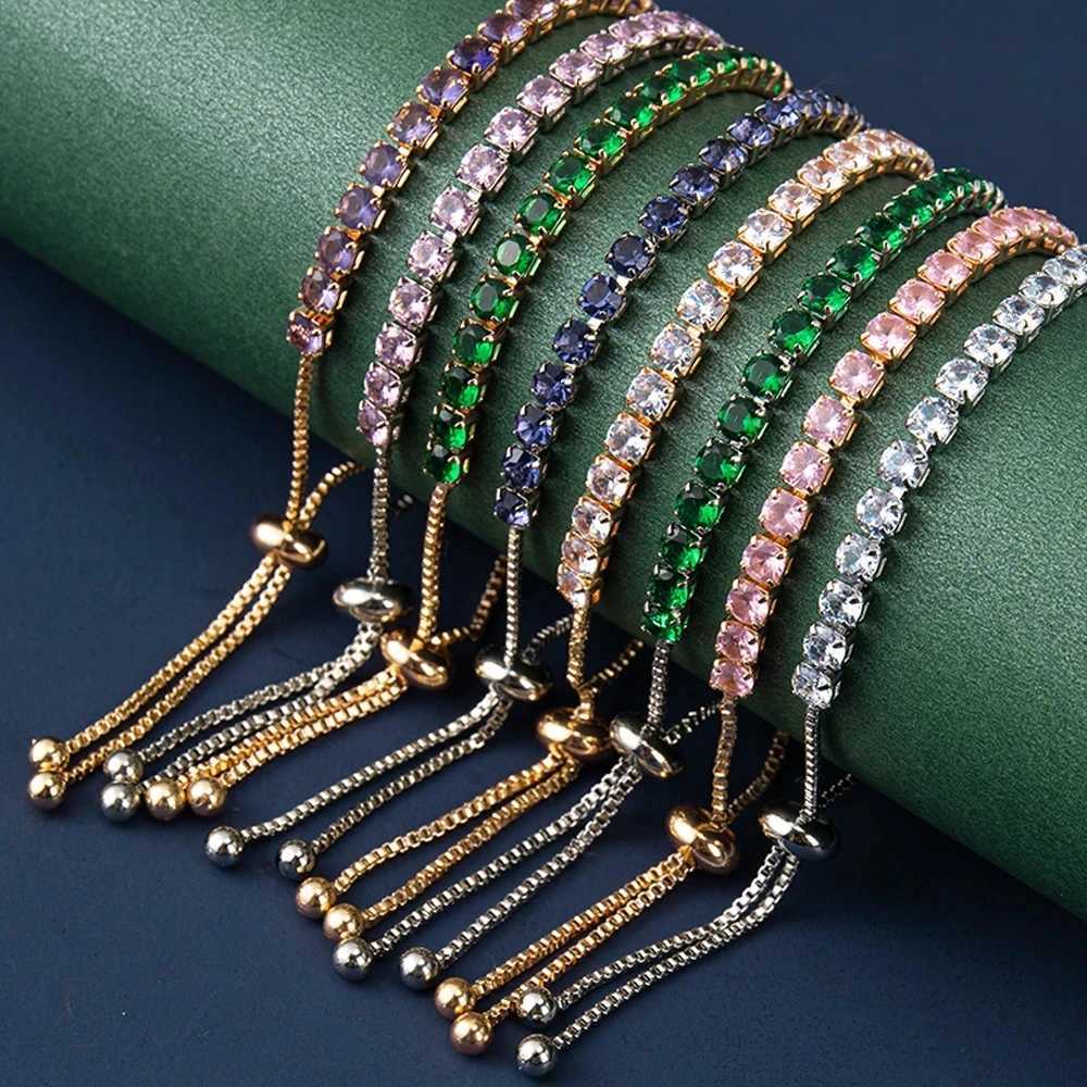 ZHOUYANG Tennis Bracelet For Women Luxury Han Adjustable 4 Cls Mosaic 4mm Zirconia Rose Gold Color Fashion Jewelry Gift H133XJ250219