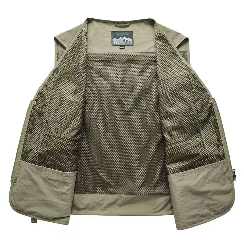 14 Pockets Summer Men US Tactical Hiking Fishing Vest Mens Pographer Waistcoat Mesh Cargo Sleeveless Jacket Tool Vest 7XL 250219