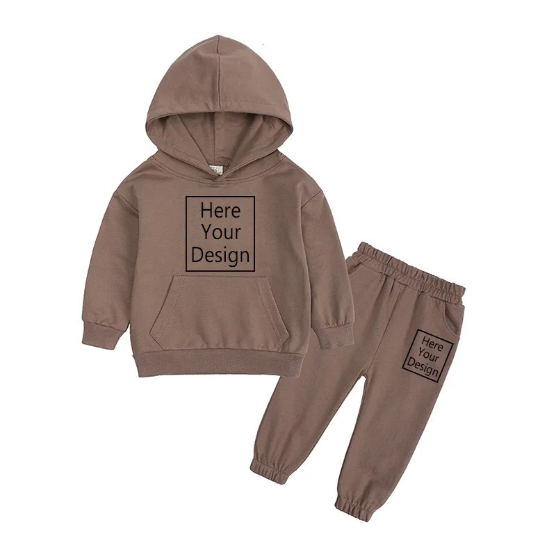 Custom Personalized Kids Pullover Hoodie DIY Add Your Text Image Customized Long Sleeve Toddler Sweatshirt Pants Clothing Suit 250220