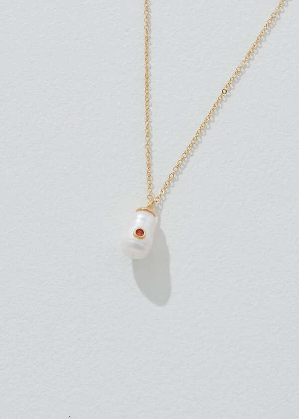 Minimalist and niche design, pearl pendant birthstone, December birthstone necklace, copper