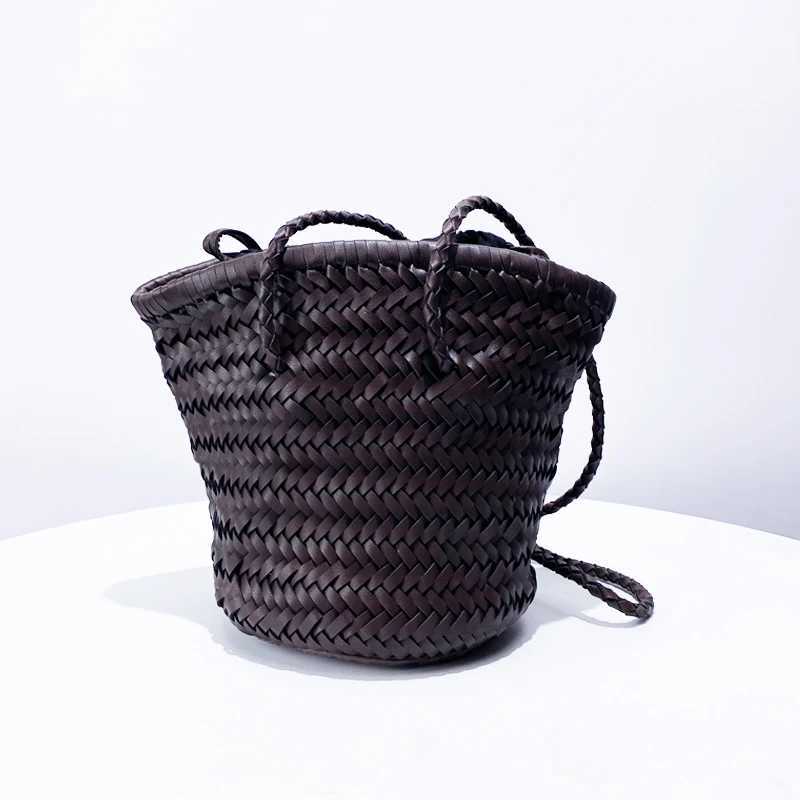 Drawstring Bucket Composite Bags For Women Luxury Designer Handbags Purses 2024 New In Fashion PU Weave Large Capacity Shoulder Z250219