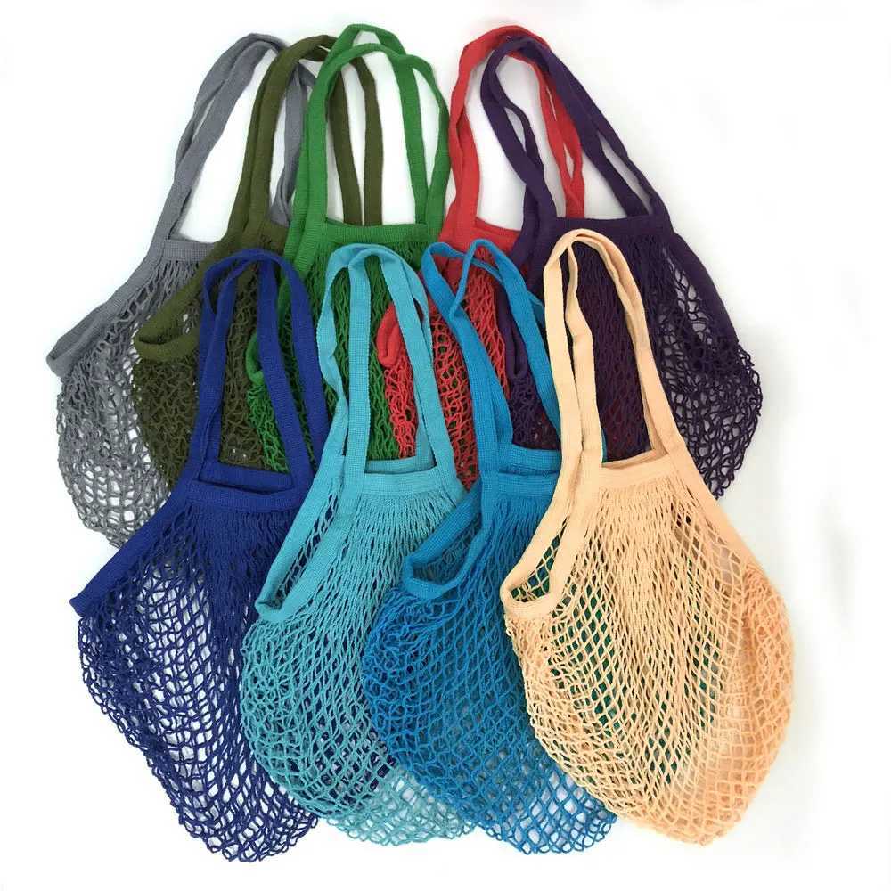 Silicone World 1PC Portable Reusable Grocery Mesh Bag Cotton Shopping Mesh Bags Handheld Shoulder Back Fruit Vegetable Net Bag Z250219