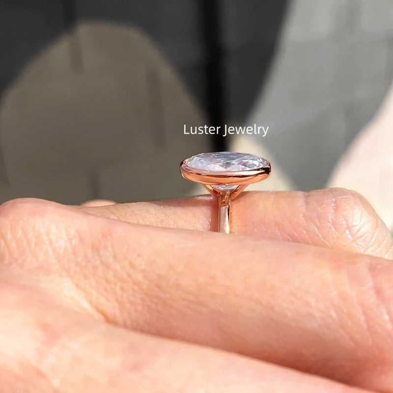 Luster Jewellery GRA D White 10/14/18k Oval Moissanite Gold Wedding Womens Rings