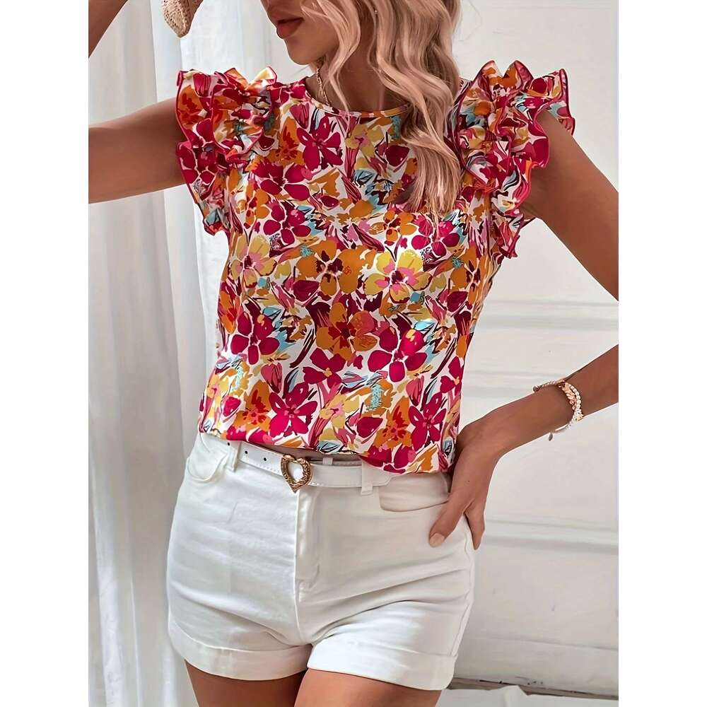 Directional Pattern-Making, New Elegant Short-Sleeved Printed Shirts, Women's