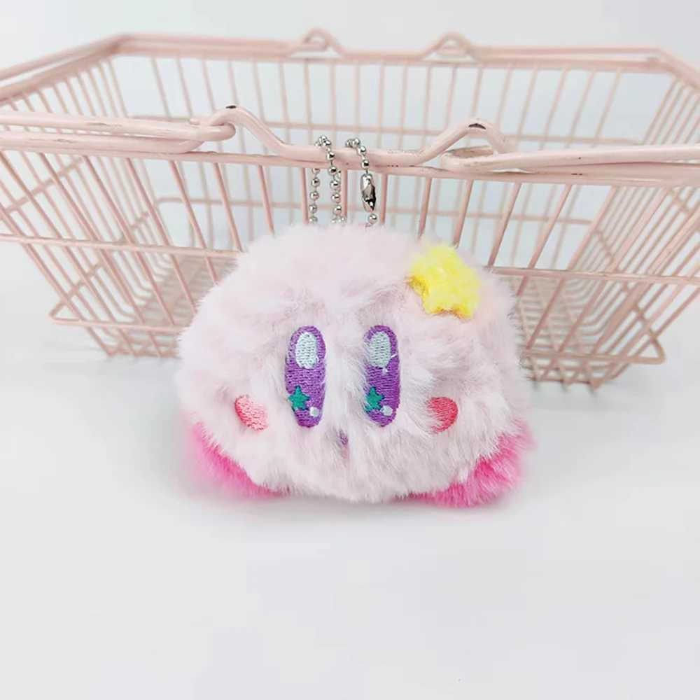 Kirby Keychain Plush Doll 10Cm Kawaii Backpack Hang Key Fashion Pink Star Gifts Pendant Toys for Birthday Children Friends W250219