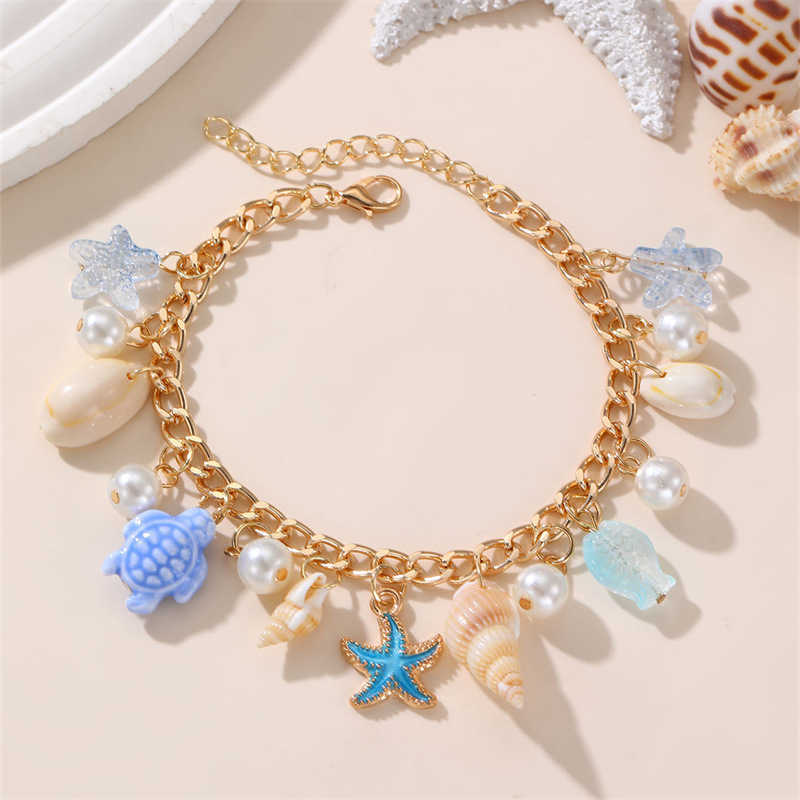 Pendant Necklaces FZ0402 Marine Conch Shell Pendant Womens Foot Chain Beach Vacation Style Shell Womens Foot Accessories H25219