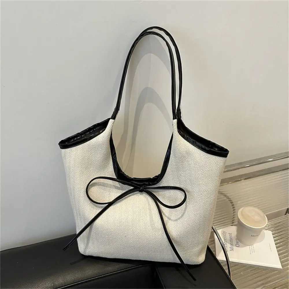 Simple Large Capacity Shoulder Bags Solid Color Portable Big Handbags Canvas Bag for Outdoor TravelC250412