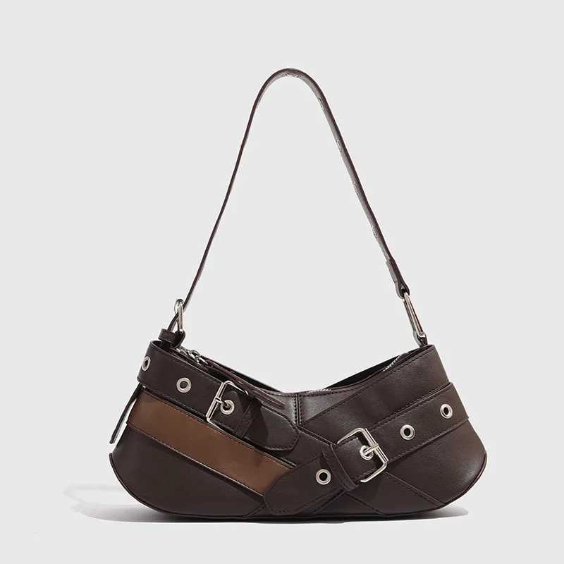 Vintage Belts Deco Women Shoulder Bags Designer Armpit Bag Punk Motorcycle Bag Luxury Pu Leather Lady Handbag Y250218