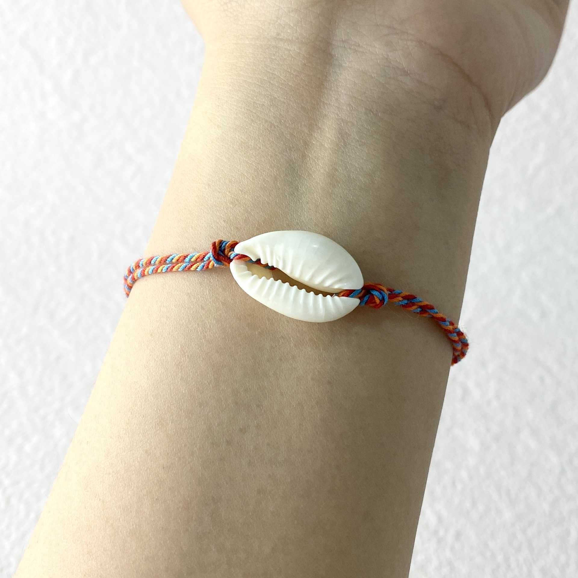 Charm Bracelets Summer Beach Surfing Bracelet Shell Cotton Rope Hand Woven Natural Shell Handpiece TEMU H25220