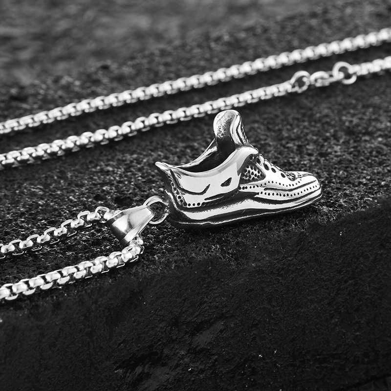 Pendant Necklaces High street style football shoes pendant mens titanium necklace basketball shoes hip-hop street net red tide womens sweater chain H2
