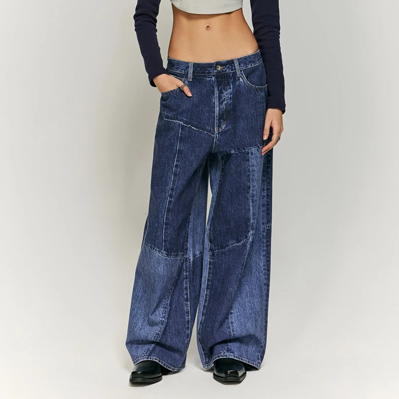 Japanese-Style Y2K Retro Washed High Street Jeans Men and Women Fashionable Patchwork Cut Loose Straight Mopping Pants 250220
