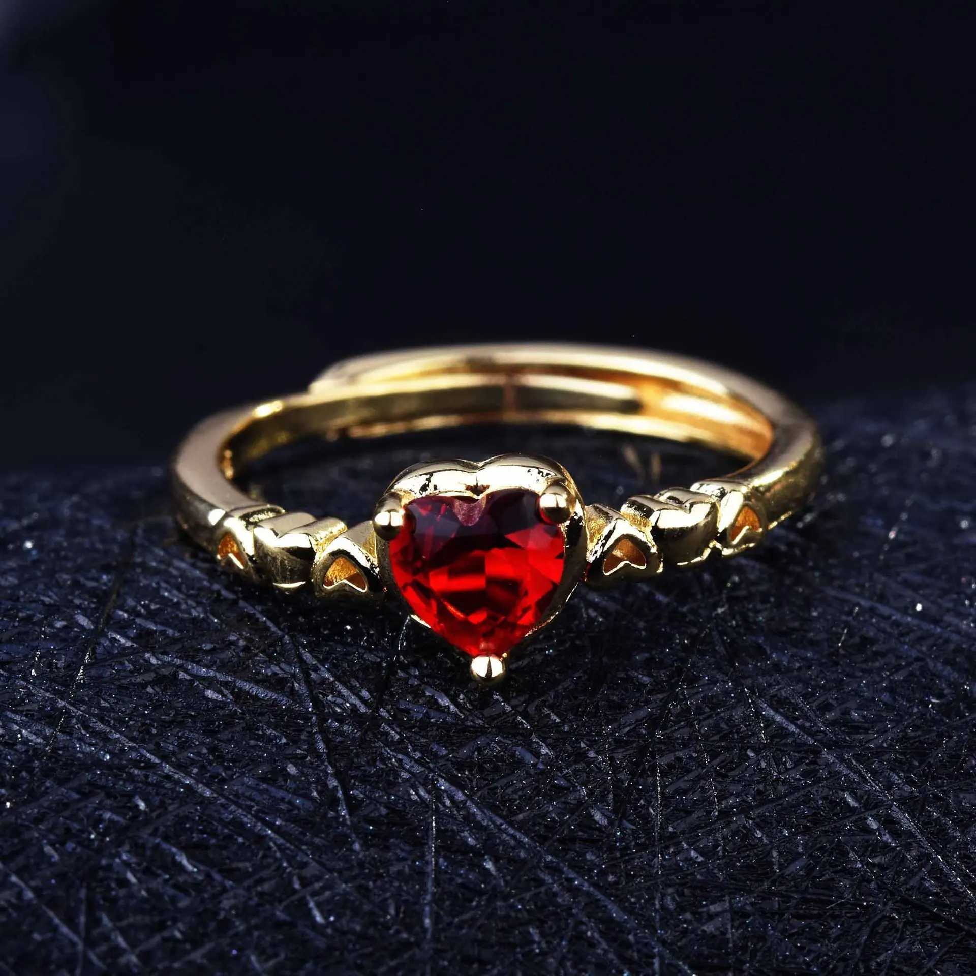 Red Ring 18k w Gold Plated Copper Ins Open Adjustable Rings X250220