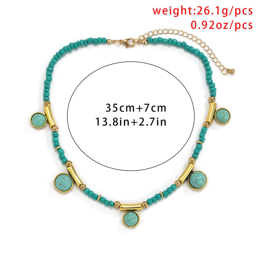 Jewelry splicing, turquoise geometric tassel, hanging ball necklace, rustic mix and match, round bead chain, necklace
