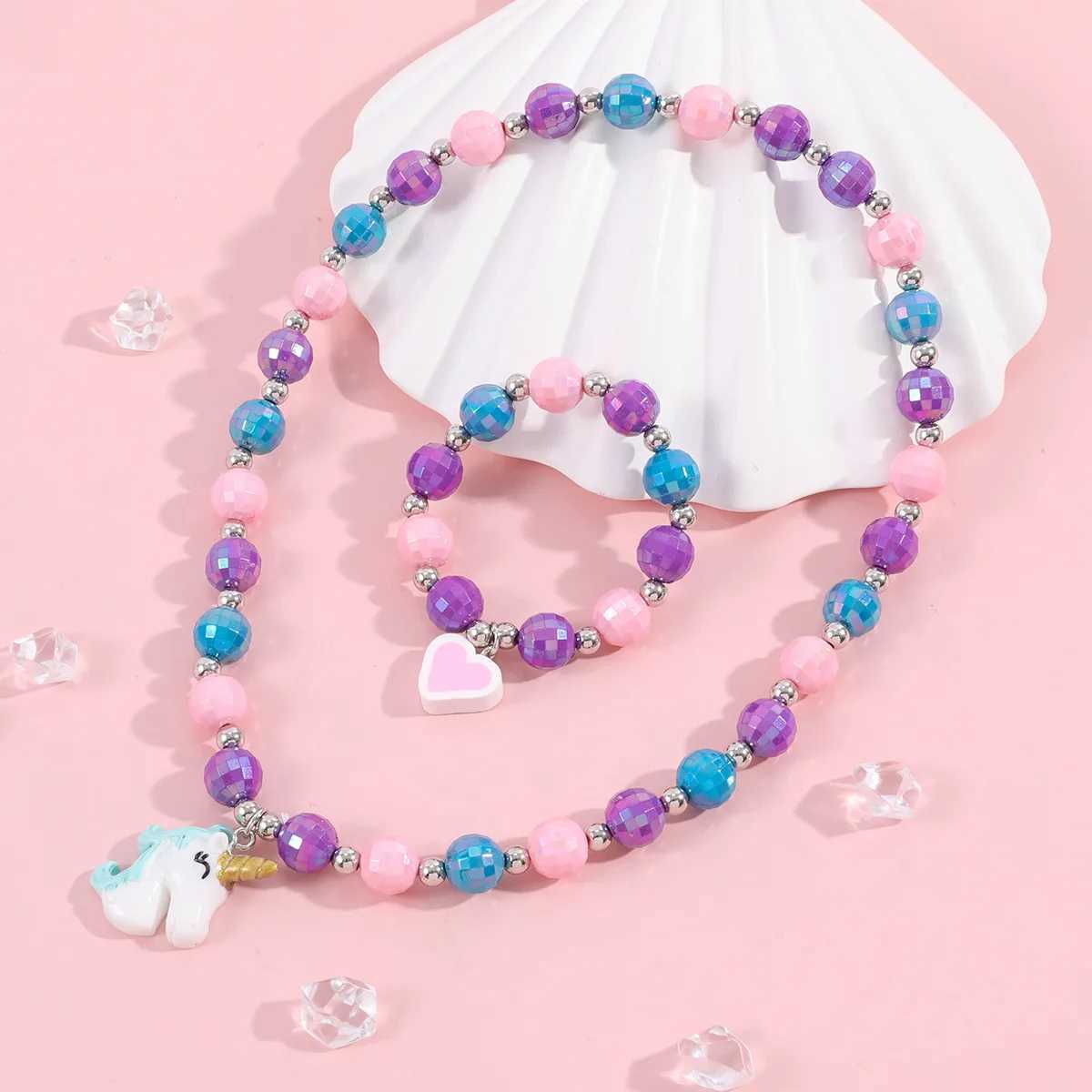 Cute Rabbit Pendant Necklace For Girls Bear Heart Beads Necklace For Children Fashion Jewelry Accories 2023 Wholesale TrenXJ250219
