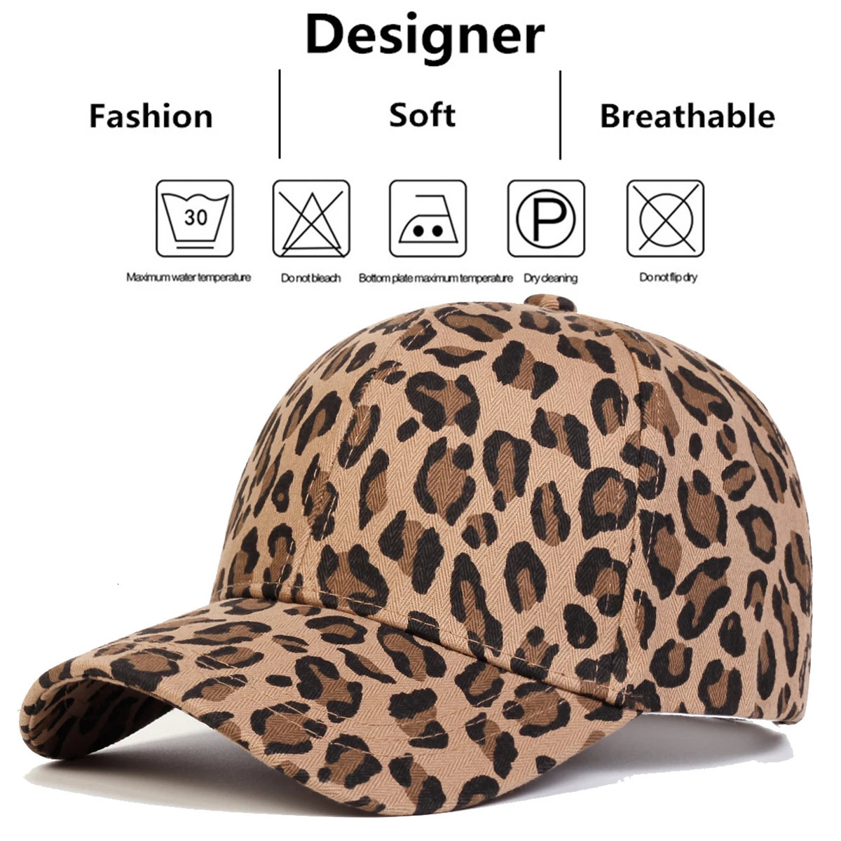 Neutral leopard print baseball cap spring autumn outdoor adjustable casual cap sun protection cap 250214