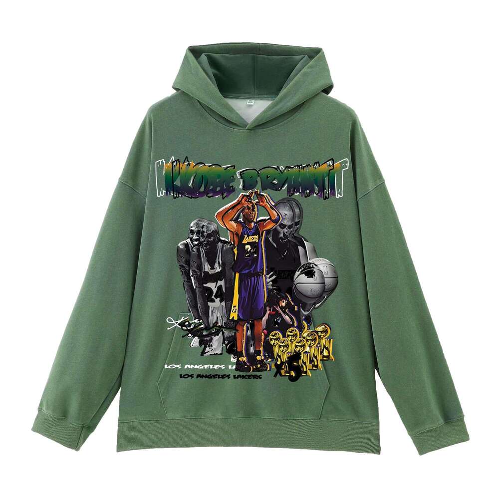 Hot! 400g Water Washed Hooded Sweatshirt: Black Loose Shoulder Blank