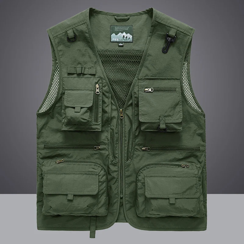 14 Pockets Summer Men US Tactical Hiking Fishing Vest Mens Pographer Waistcoat Mesh Cargo Sleeveless Jacket Tool Vest 7XL 250219