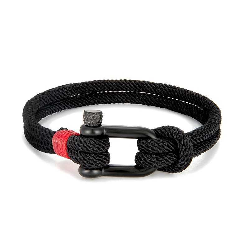 Charm Bracelets Stainless steel U-shaped sports buckle contrast Milan rope outdoor survival horseshoe buckle bracelet H25220