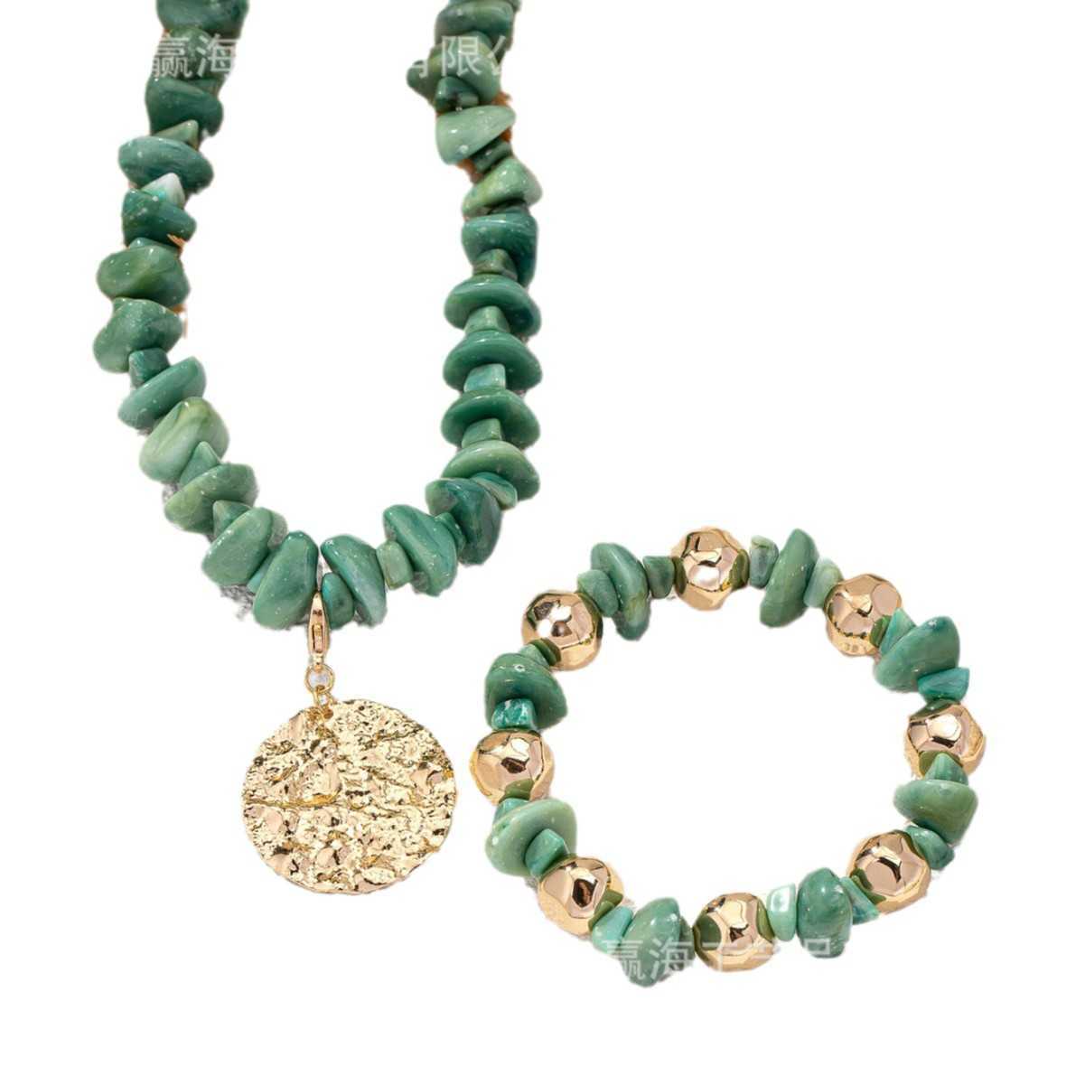 Charm Bracelets Bohemian Funko Cute Turquoise Acrylic Jewelry Set Necklace and Earrings Qingdao Jewelry H25220