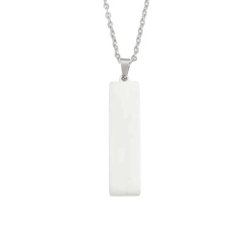 10Pcs Mirror Polished 10x40mm Strip Pendant Necklaces Stainl Steel Cable Chain Necklaces For Women MenXJ250219