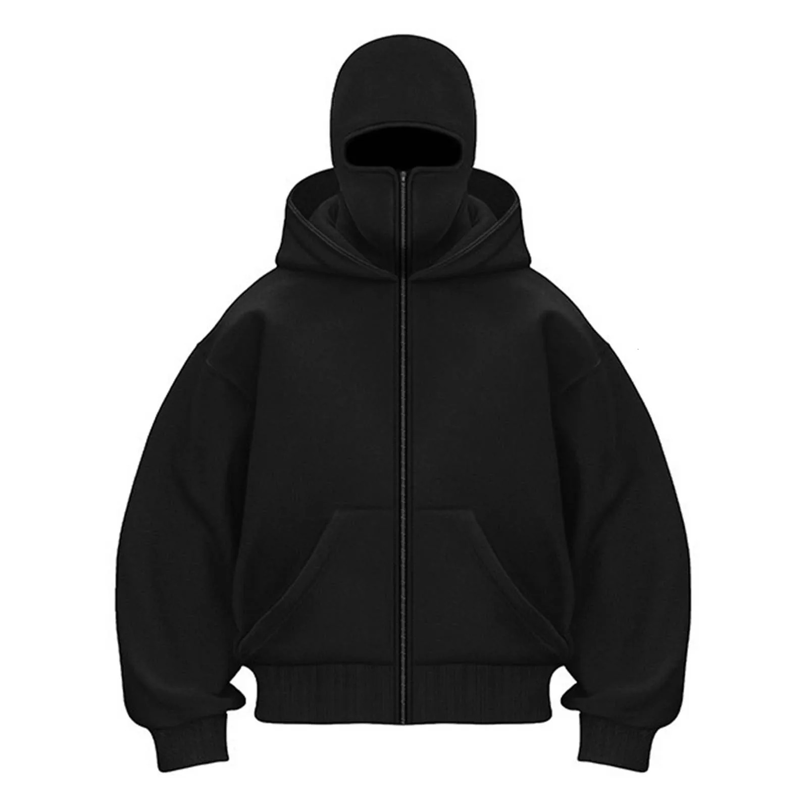 Personality Hoodie Mens Solid Color Long Sleeve Hooded Sweatshirt Cropped Jacket Double Hat Couple Cotton Hood Clothes 250213