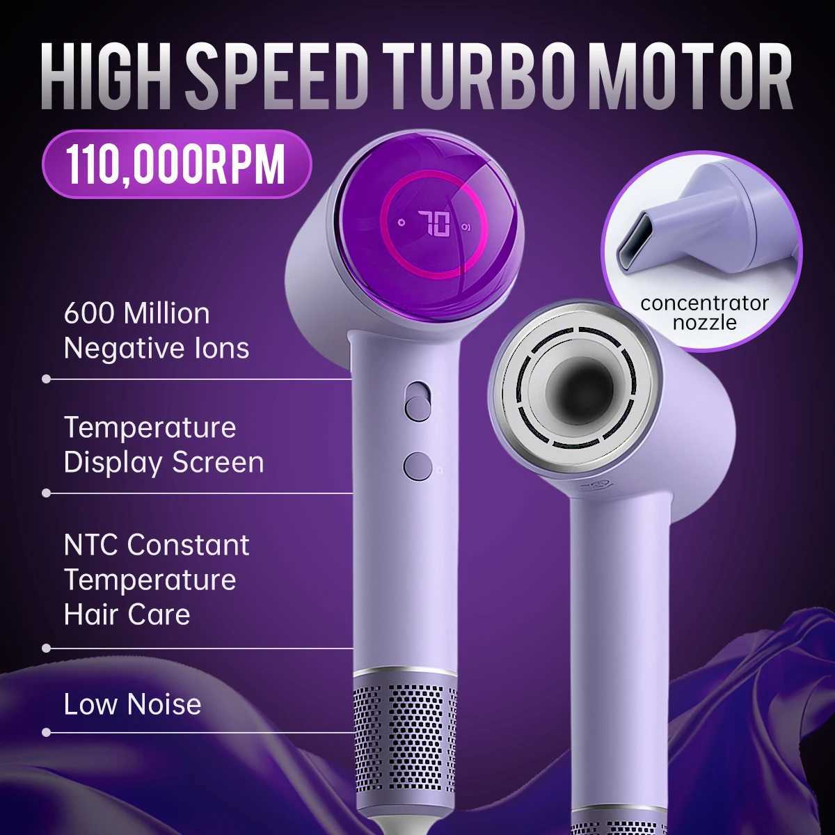 TQ-D3 Professional Negative Ion Hair Dryer with Nozzle High Speed Electric Dryer Noise Reduction Thermostat Hair Care Hair Dryer W250220