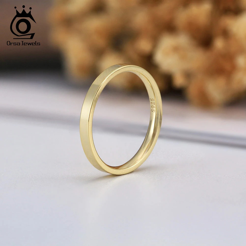 ORSA JEWELS 925 Sterling Silver 1mm 2mm 3mm Rings Simple Smooth Surface Daily Ring for Women Men Engrave Gift 5-9 Size OAPR33 250213