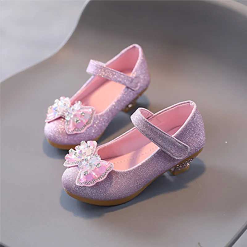 Childrens Leather Shoes Spring Autumn Versatile Girls High Heels for Princess Party Fashion Sweet Bowtie Kid Causal Dress Shoes X250220