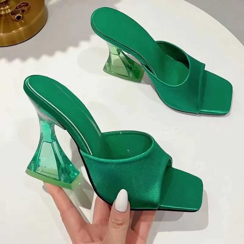 Slippers 2024 New Fi Square Open Toe Sandals Summer Casual Cfortable Party Dress Wens High H Y250215