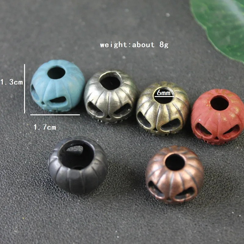 Halloween Pumpkin Skull Face Light EDC Brass Knife Bead DIY Weaving Umbrella Rope Hanging Outdoor Tool Pendant Accessories 250213