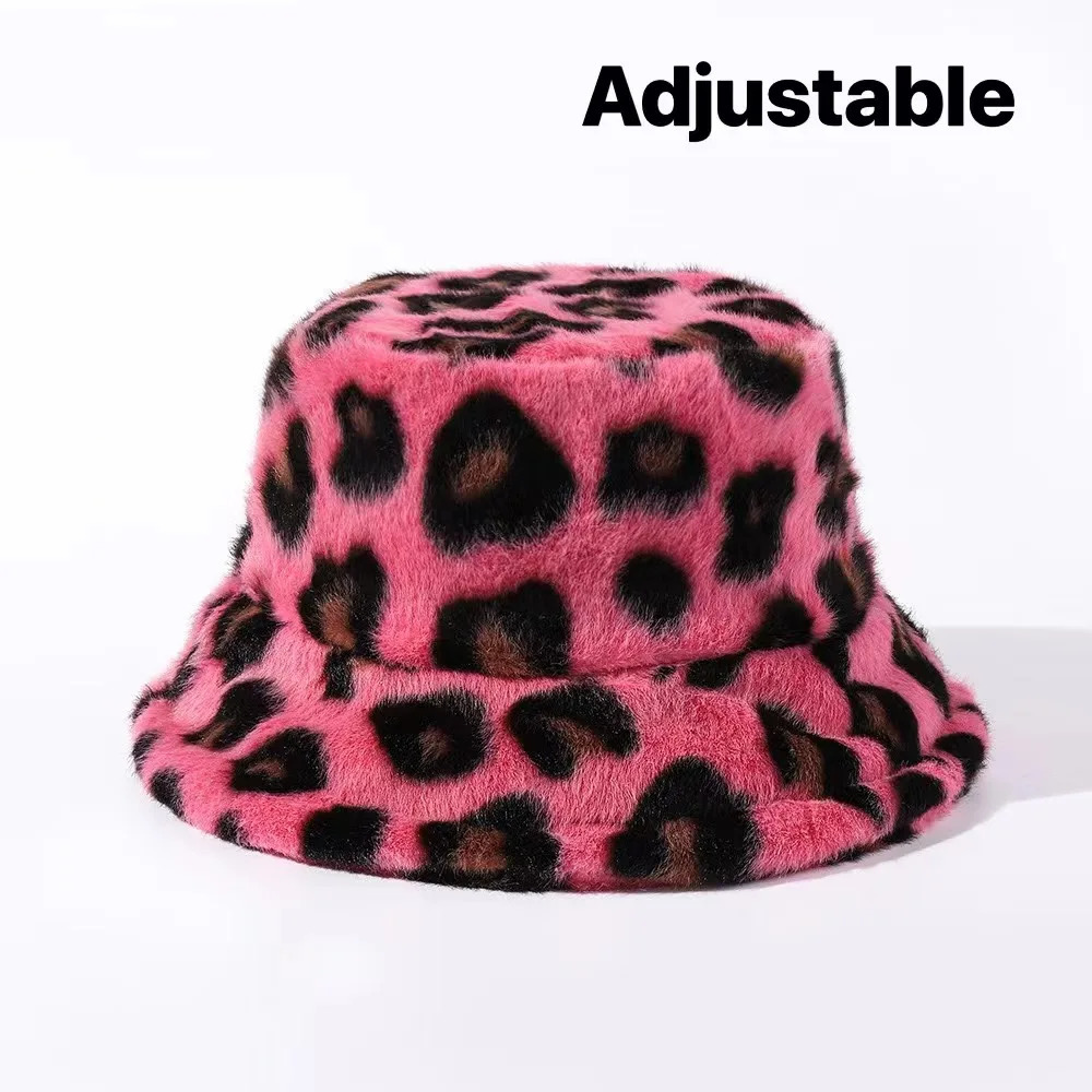 Winter Cow Leopard Faux Fur Fluffy Bucket Hat Outdoor Warm Sun Soft Velvet Furry Fisherman Cap Girl Fashion Panama 250117