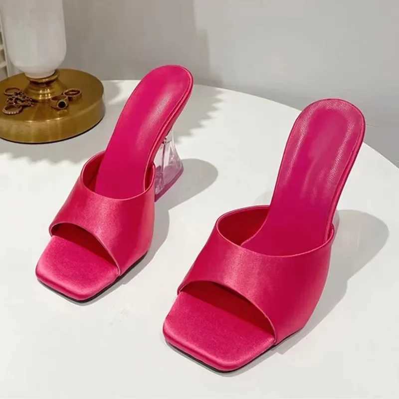 Slippers 2024 New Fi Square Open Toe Sandals Summer Casual Cfortable Party Dress Wens High H Y250215