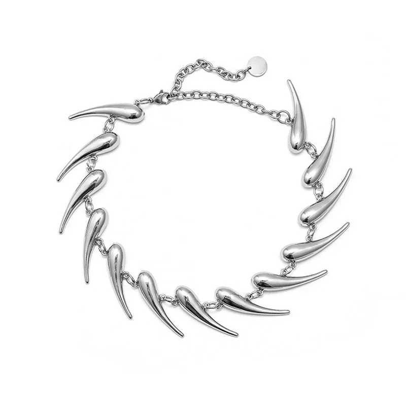 Stainl Steel Chains Rivet Choker Necklace for Men Women Hiphop Punk Neck Chains Short Collar Necklaces Wolf Tooth Jewelry NewXJ250219