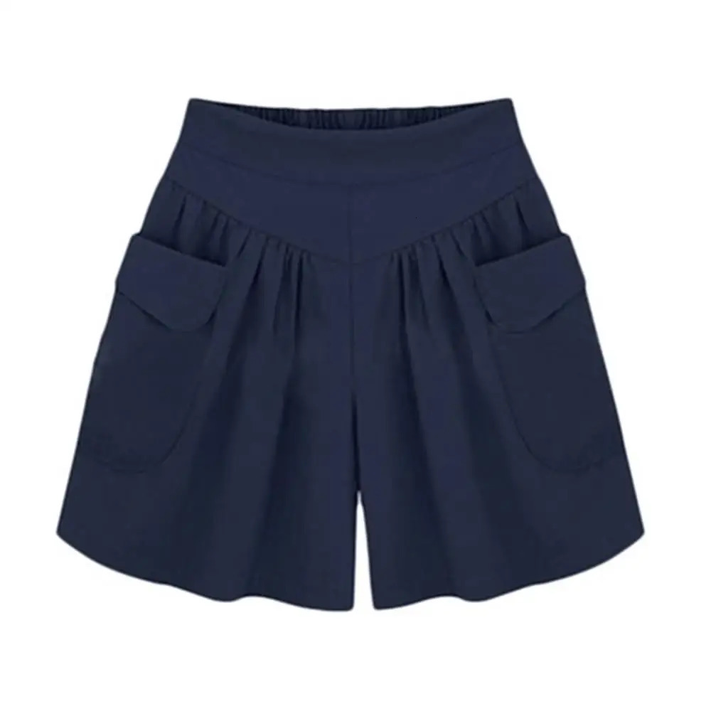 Wide Leg Sports Pants Summer Women Solid Color Elastic Waist Casual Loose Shorts with Pocket Female Shorts Womens 250214