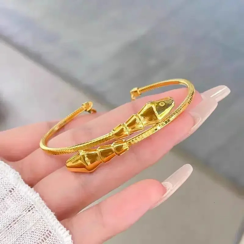 Fashion 24K Real GoldCNC Snake Bracelet Zodiac Double Snake Bracelet Decorated with 999 Gold Bracelet Gift 250220