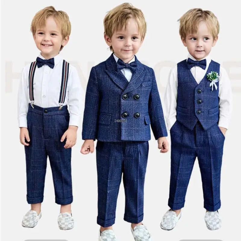 born Baby Boys 1 Year Birthday Suit Kids Pograph Suit Children Formal Wedding Dress Teenager Performance Party Costume 250219