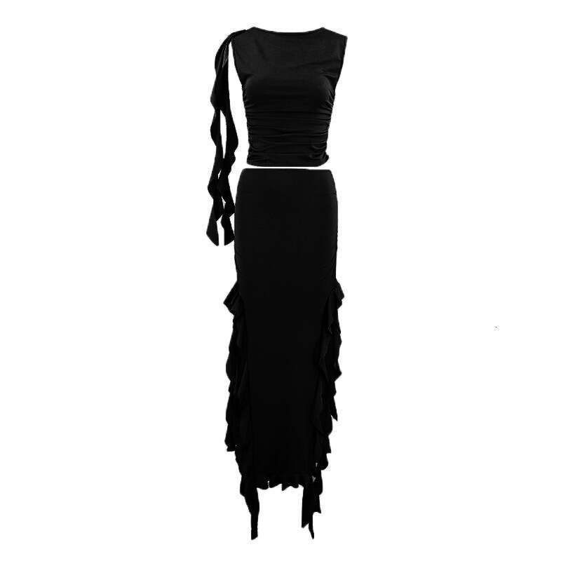 European and American style summer hot item one shoulder jellyfish lace set sexy spicy girl outfit ur women's skirt 2025 new casual fashion trend