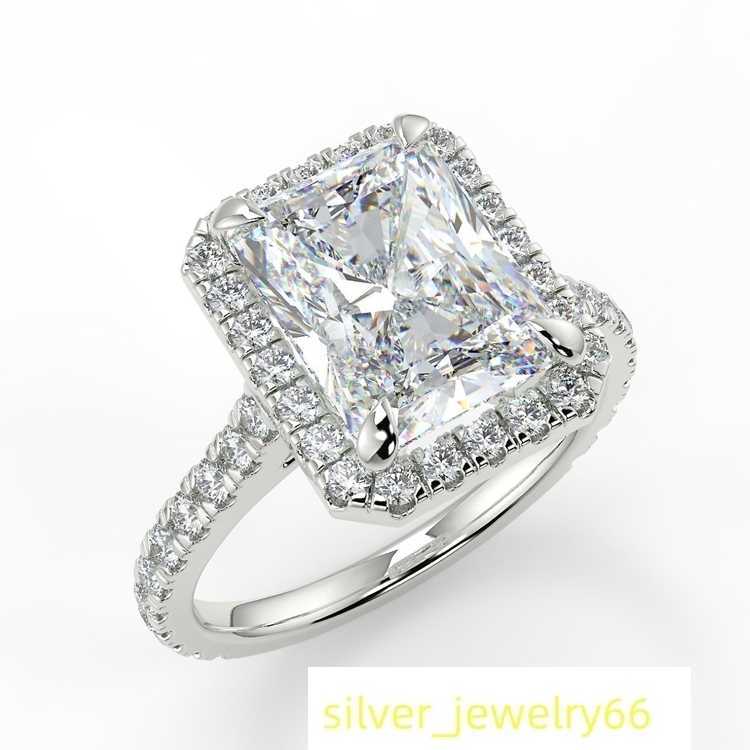 14K Gold Moissanite Radiant Cut Big Diamond Ring Gold Wedding Rings for Women