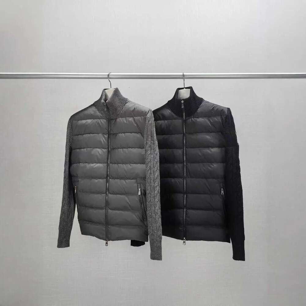 Men's Jackets Designer Knitted Patchwork Stand Up Collar Thin Lightweight Down Jacket
