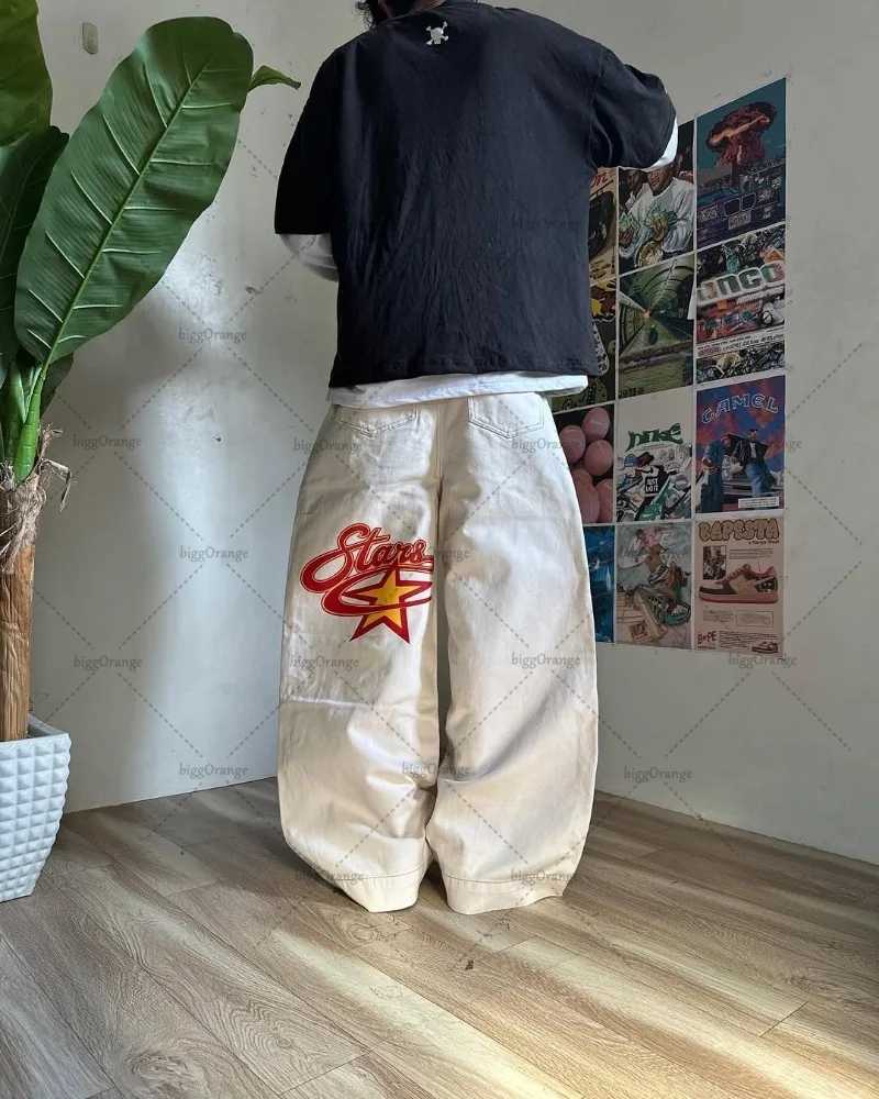 Trendy Brand Retro Streetwear Trousers Y2K Harajuku Hip-hop Casual Loose Straight Pants Men Goth Punk Letter Print Baggy Jeans X250220