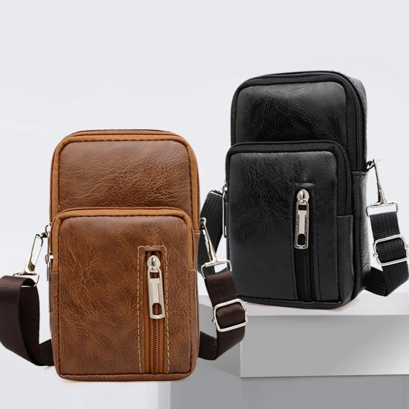 MenS Shoulder Bag MultiFunction Leather Messenger Casual Crossbody Bags High Quality Male Purse Phone Chest Pack 250218