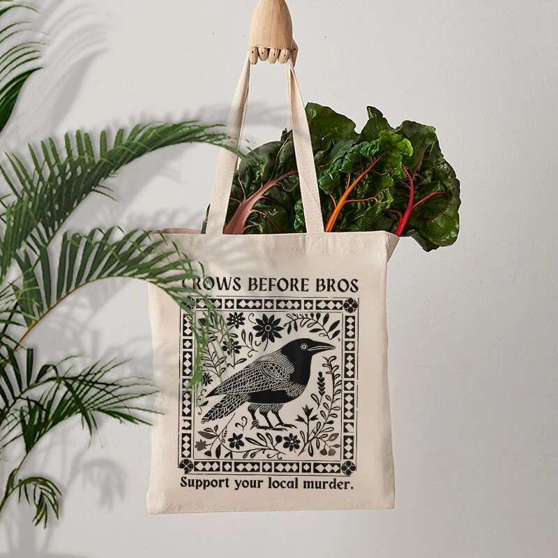 Crows Before Bros Vintage Crow Halloween Round Neck Dark Academy Gift Lipstick Shopping Storage Travel Women's Shoulder Bag swissmilitary