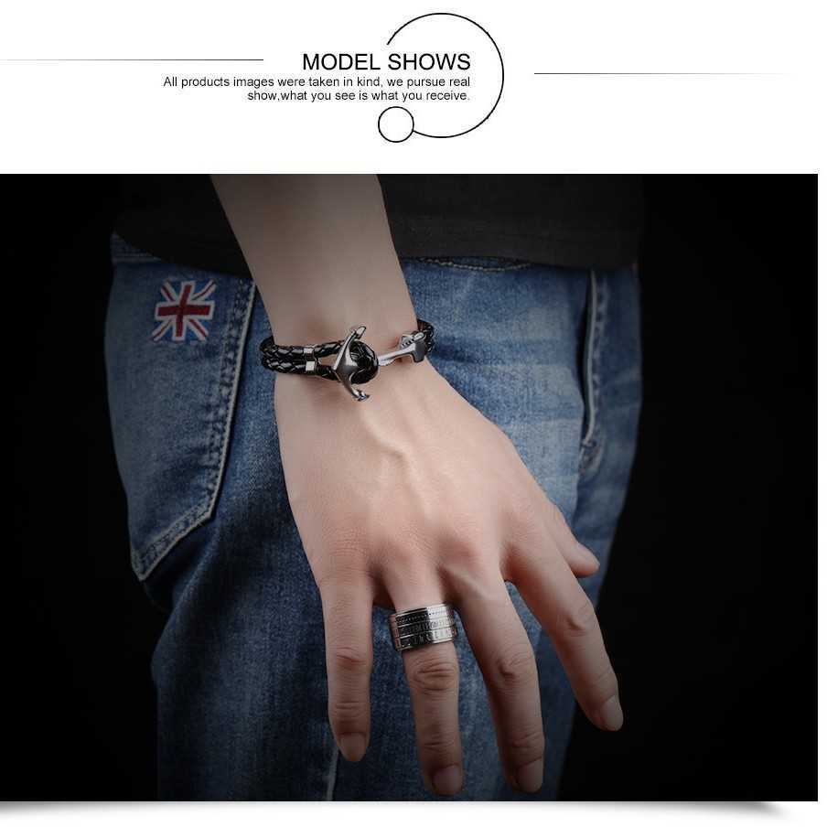 Charm Bracelets Ship anchor woven multi-layer simple mens Bracelet H25220